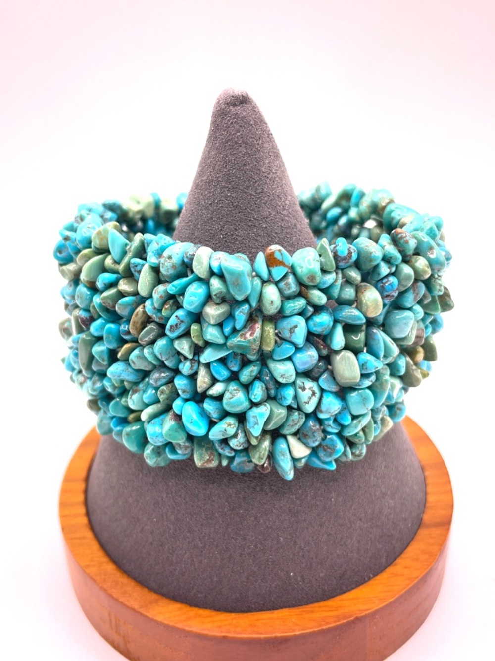 Turquoise Pebble Chip Wide Stretch Statement Bracelet Southwest